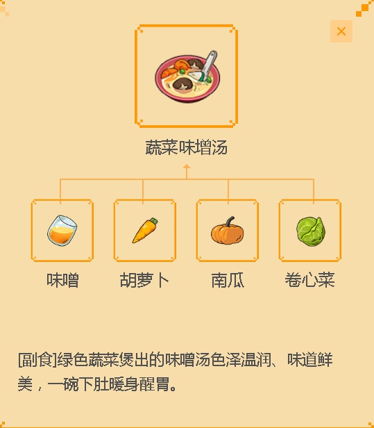 《小森生活》蔬菜味增汤食谱配方